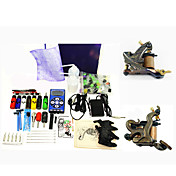 2 Damascus Steel Tattoo Machine Guns Kit Liner en shader