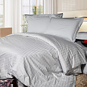 4pcs Jacquard grau karierten voller Bettbezug Set