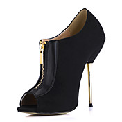 Elegant Suede Stiletto Heel Peep Toe Pumps With Zipper Party / Evening Shoes