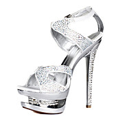 Elegant læder stilethæl hæl Sandaler med rhinestone Party / Evening Shoes