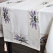 Country Purple Floral Linen Table Runners
