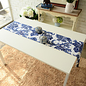 Elegant Floral Linen / Cotton Blend Table Runner