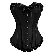 Black Ruffle Trim Satin Classic Lolita Corset With Bow