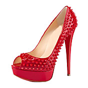 patent lær stiletto hæl peep toe pumper med nagler fest / kveld sko