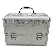 Bright Sliver 3 bandejas de joyas comestic Maquillaje Organizador de tren caja de aluminio caja