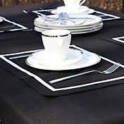 Set of 4 White Line Black Placemats
