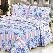 3pcs blue floral gewaschener Baumwolle Decke gesetzt
