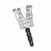 En forma de corona 3,5 MM Zircon anti-polvo para auriculares Jack para iPhone y iPad