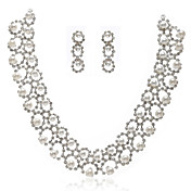 liga lindo com strass / imitação pérolas colar de noiva do casamento e conjunto brincos jóias