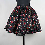 Kort Svart Floral Terylene Land Lolita skjørt