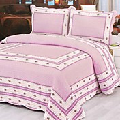 3pcs rosa Rahmen gewaschen Baumwollsteppdecke Set