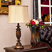 Luz 40W Tabla clásico con pantalla de tela y Candelabro Resina Pintura