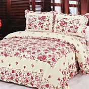 3pcs romantisch rose gewaschen Baumwollsteppdecke Set