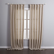 (Two Panels) Country Linen Print Cherry Nature Lined Curtains