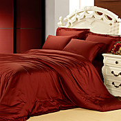 4pcs rosalind roten Feststoff Tencel Bettbezug Set