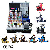 8 cañones kit tatuaje con lcd de energía y 40 de tinta de color