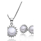 Mote Cuprum Med Cubic Zirconia / Pearl kvinner smykker Set inkludert kjede, øredobber