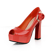 Leatherette Chunky Heel Pumps With Flower Party / Evening Shoes (More Colors)
