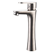 Contemporary Style Brushed Finish Centerset Stainless Steel Bathroom Sink Faucets