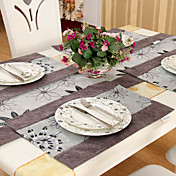 Set Of 4 Country Multi-color Chenille Jacquard Floral Polyester Placemats