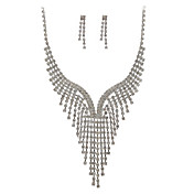 High Quality Czech Rhinestones Alloy Plated Wedding Bridal Jewelry Set,Including Necklace And Earrings