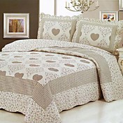 3pcs Herzen floral gewaschener Baumwolle Decke gesetzt