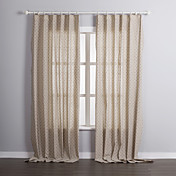 (Two Panels) Classic Linen Floral Nature Lined Curtains