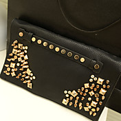 Women's Black Fashion Euramerican Rivet Wristlet(Random rivets size&layout)