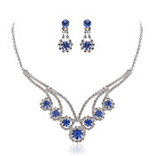 vackra strass bröllop brud smycken set, inklusive halsband, örhängen
