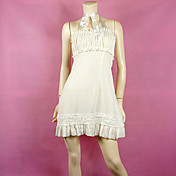 Hang-neck Sleeveless Short White Terylene Casual Lolita Dress