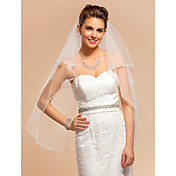 Todelt Elbow Wedding Veil Med Applique Edge
