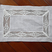 Set of 6 Placemats Linen Beige Floral