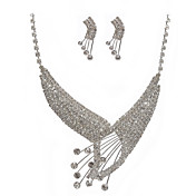 liga lindo com strass conjunto de jóias, incluindo brincos e colar