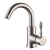 Stainless Steel Brushed Finish Contemporary Style Centerset Bathroom Sink Faucets