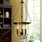 60W Retro anheng lys med 3 Lys og glasskuppel i Candle Feature