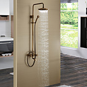 Antique Brass Tub Shower Faucet with 8 inch Shower Head + Hand Shower