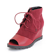 Leatherette / Suede Wedge Heel Peep Toe With Lace-up Party / Evening Shoes (More Colors)
