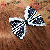 Handmade Black and White Polka Dots Cotton Bow Casual Lolita Headpiece with Lace