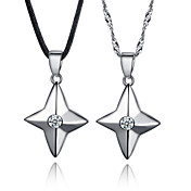 Temmelig Sølv / skjul Rope Med platineret Cubic Zirconia Lovers 'Fashion Halskæde