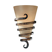 40W Transitional Wall Light with Alabaster Glass Shades in Swirling Retro Design