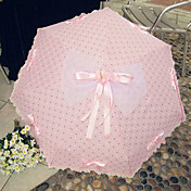 Polka Dots rosa in nylon impermeabile Ombrello Sweet Lolita con l'arco