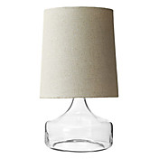 Luz 60W Cuadro moderno con pantalla beige Drum Tela y Base Vidrio Soplado