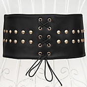 Damen: altmodische Double Lines Rivet Knot breite elastische Gürtel