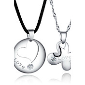 Stilfuld Sølv / skjul Rope Med platineret Cubic Zirconia Lovers 'Fashion Halskæde