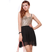 Zhi Yuan Strap Splicing Twee Stukken Net Dress