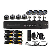 8 Channel One-Touch Online CCTV DVR System (4 Outdoor Wasserdicht Kamera & 4 Indoor Dome-Kamera)