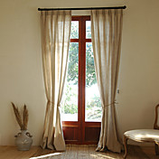 (Two Panels) Classic Linen Earth Lined Curtains
