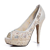 Gorgeous Lace Stiletto Heel Pumps/Peep Toe With Rhinestone Wedding/Party Shoes