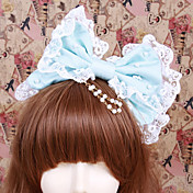 Handmade Blue Cotton Bow Sweet Lolita Headpiece with Beads