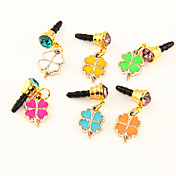 3,5 mm Acrílico Zircon Clover patrón anti-polvo para auriculares Jack para iPhone 4/4S/5 (colores aleatorios)